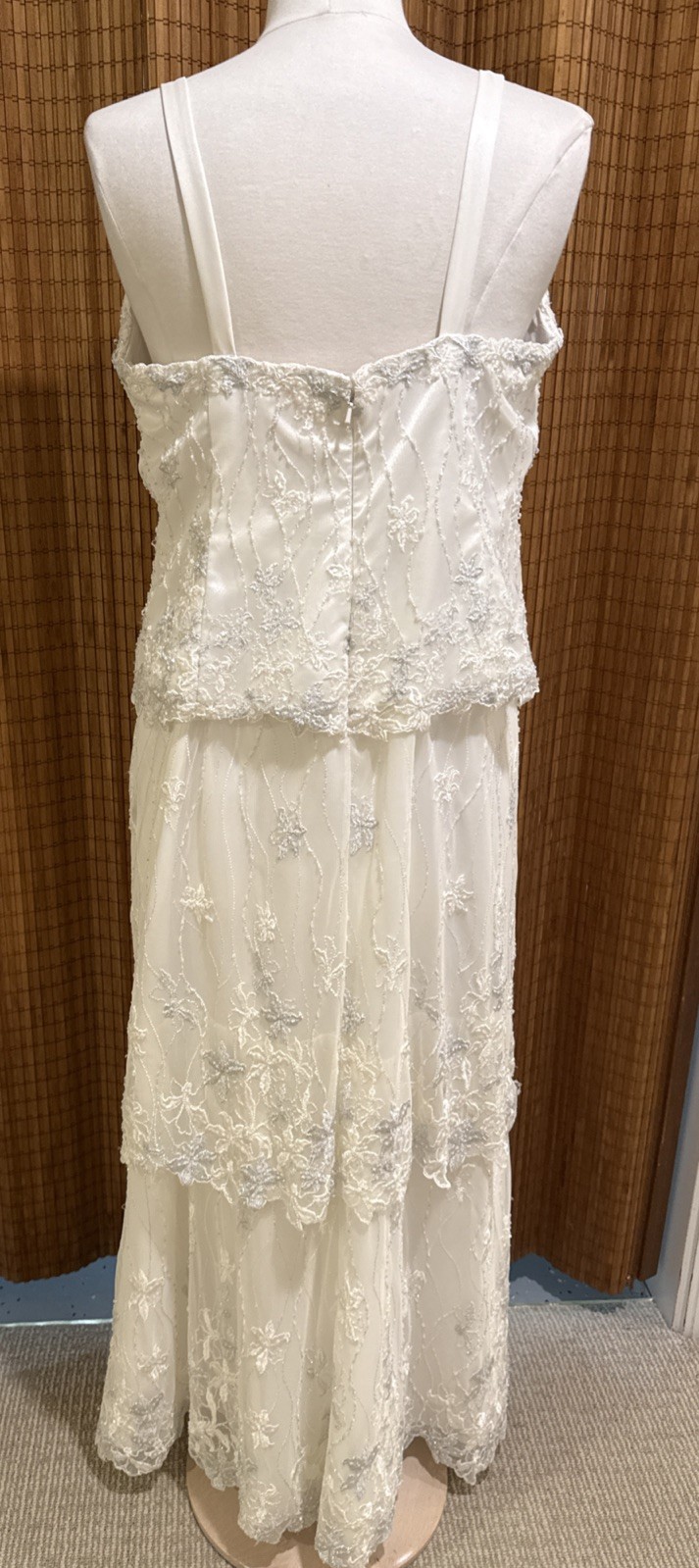 Vintage Montague By Mon Cheri Off White 2 Pc Lace Embellished Wedding Gown 16Wp