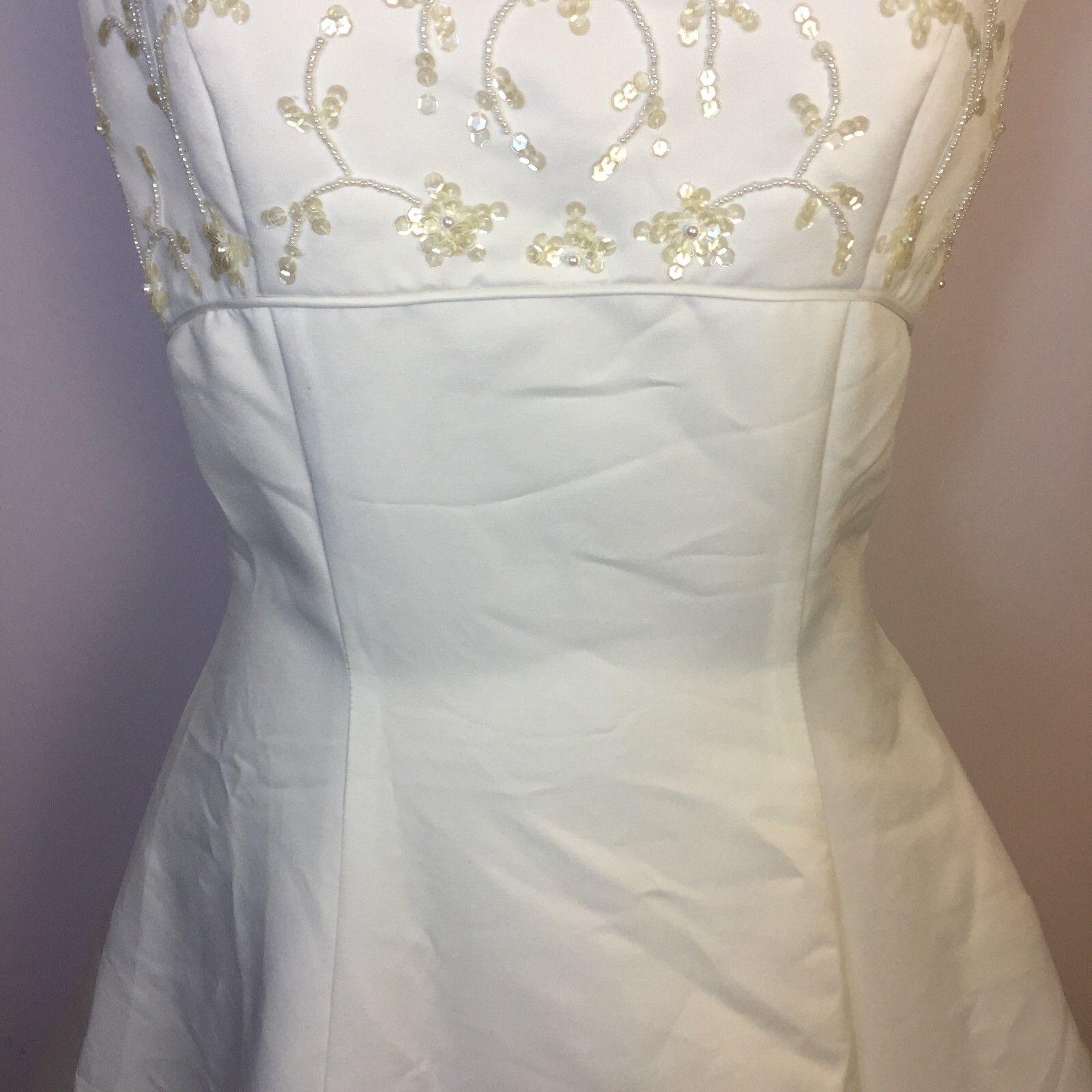 Oleg Cassini Wedding Dress Size 10 Womans White Beaded Sleeveless Ballgown Tulle