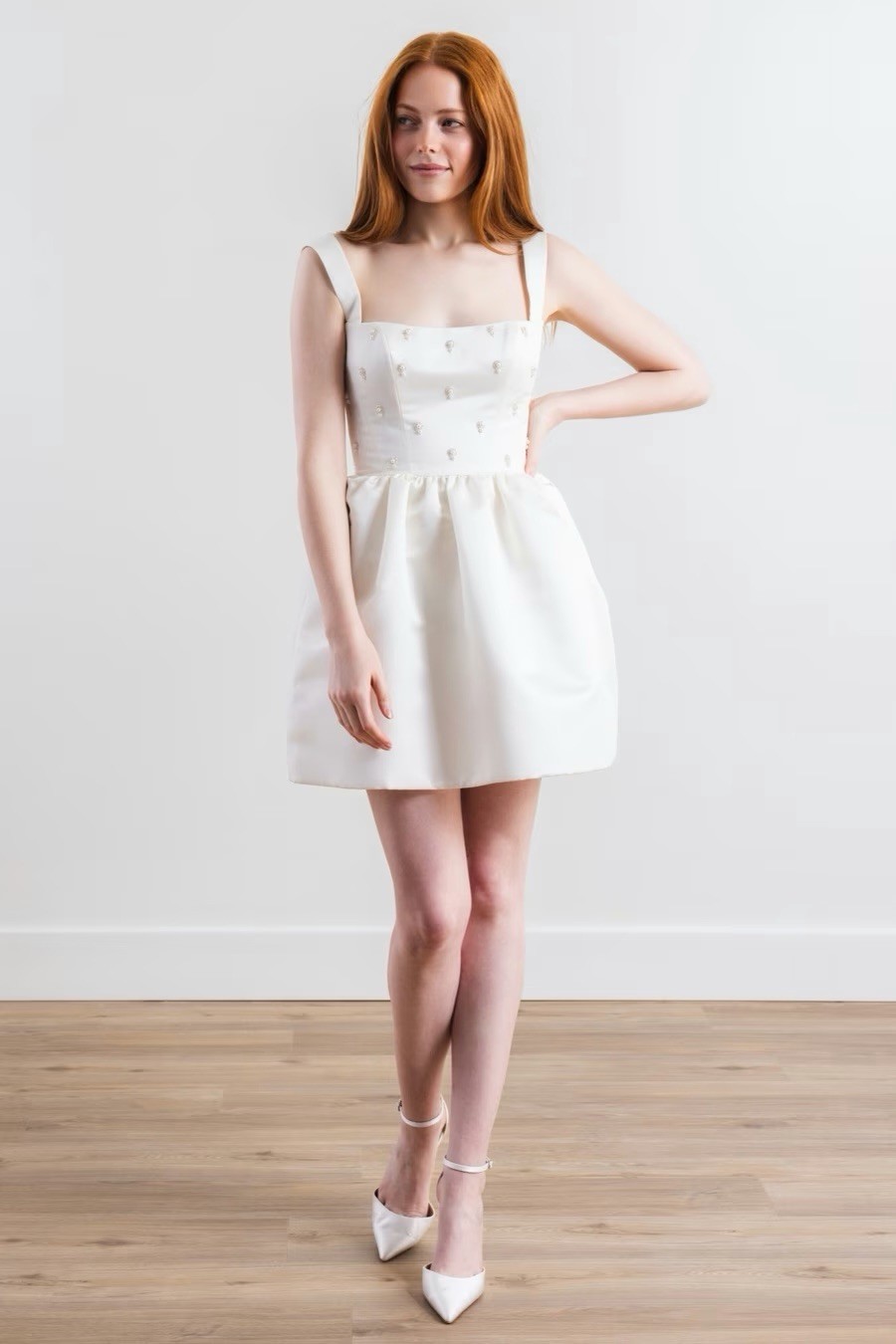 By Watters Prestley 32327 Ivory Beaded Bridal Mini Dress Size 8 NWT