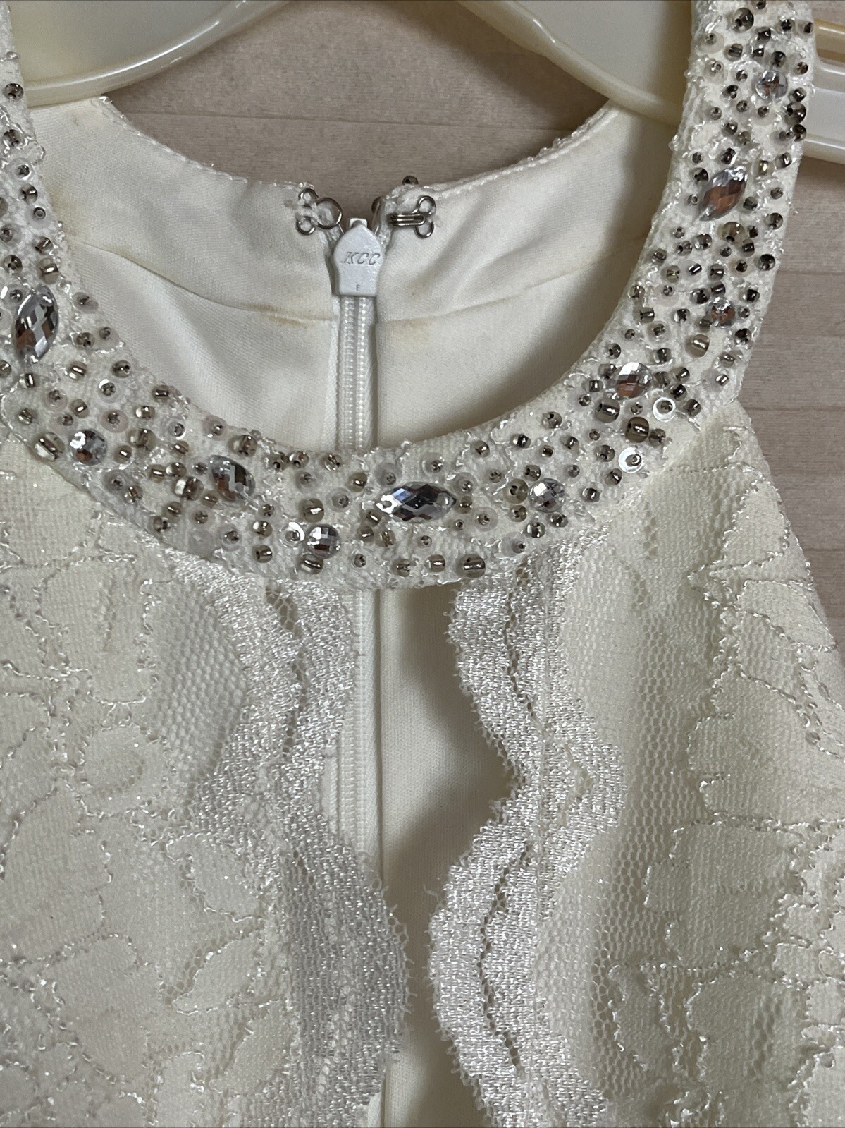 Davids Bridal DB Studio Tea Length Wedding Dress Ivory Size 4 Lace & Jewels