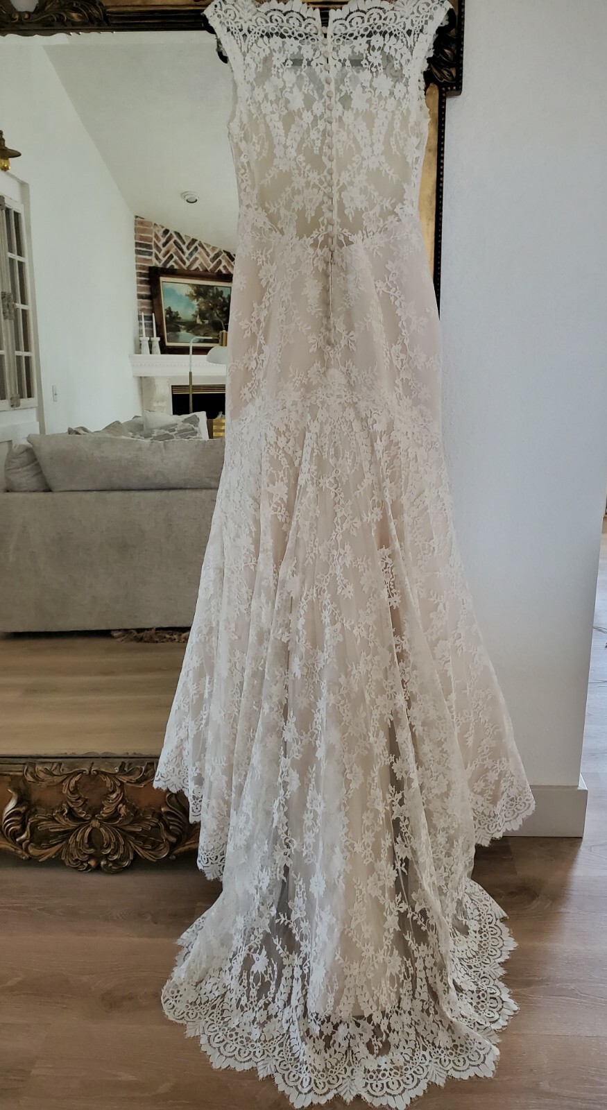 Symphony of Venus Mermaid Lace see through back Wedding Dress sz 10