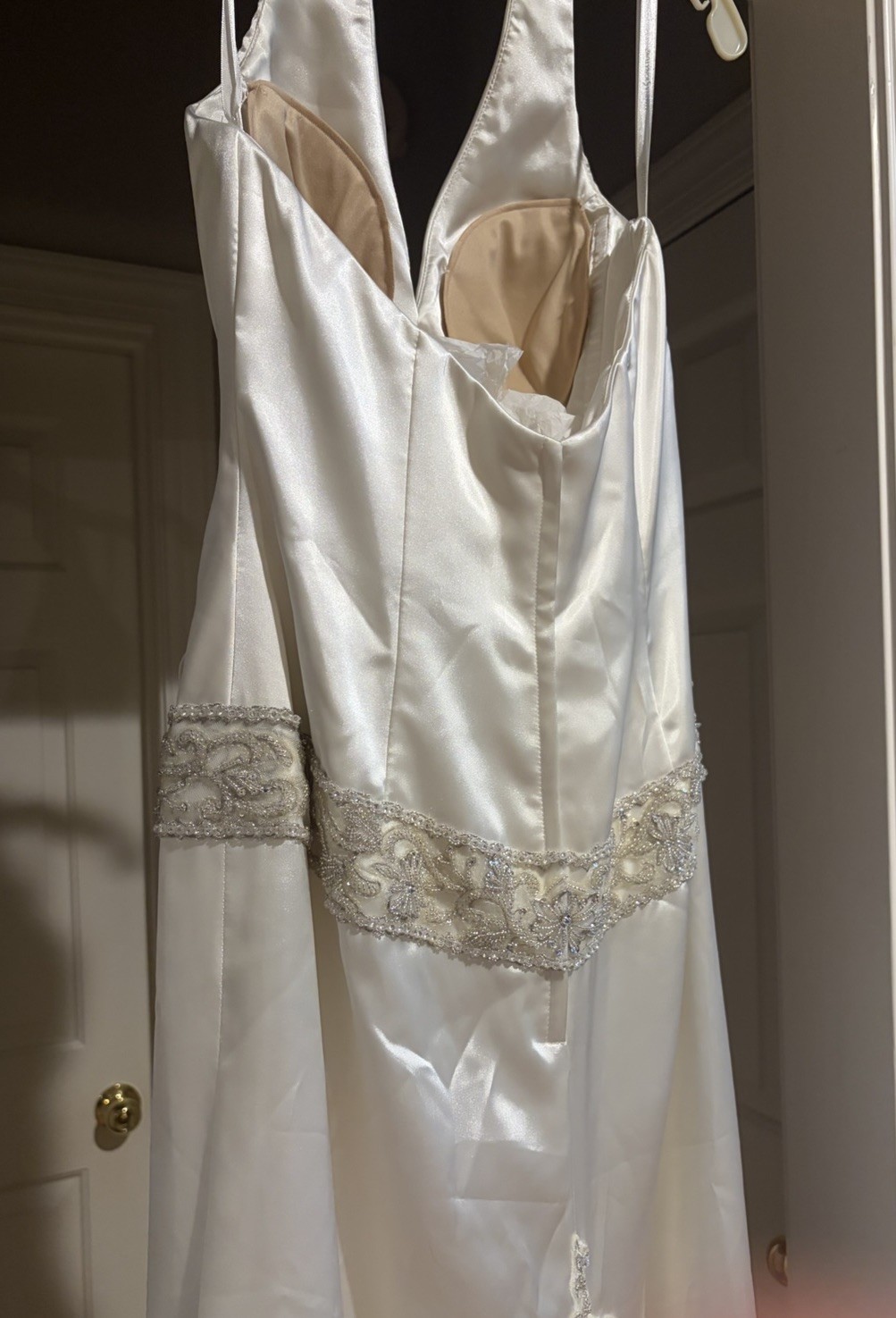 Galina Signature Halter Satin Wedding dress Bustle Train Ivory 10
