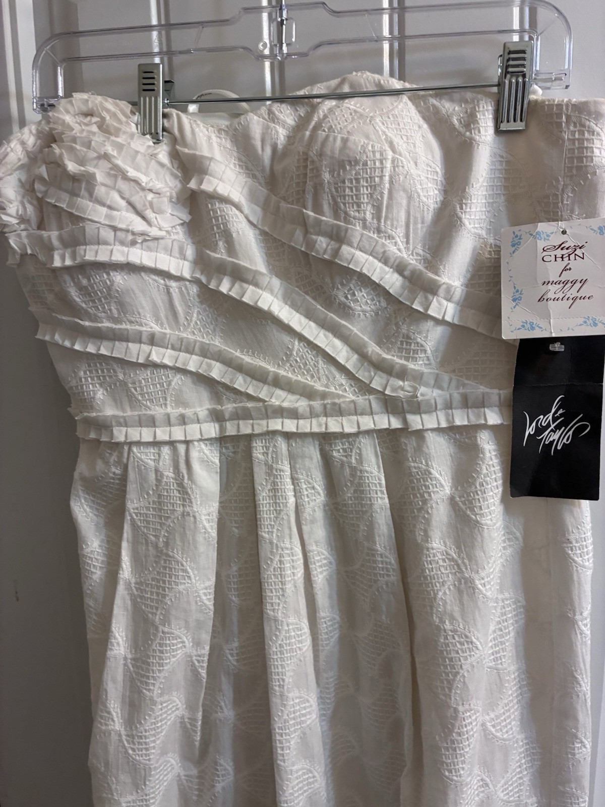 Suzi Chin for Maggy Boutique NWT Size 10 White Jacquard Cocktail Dress