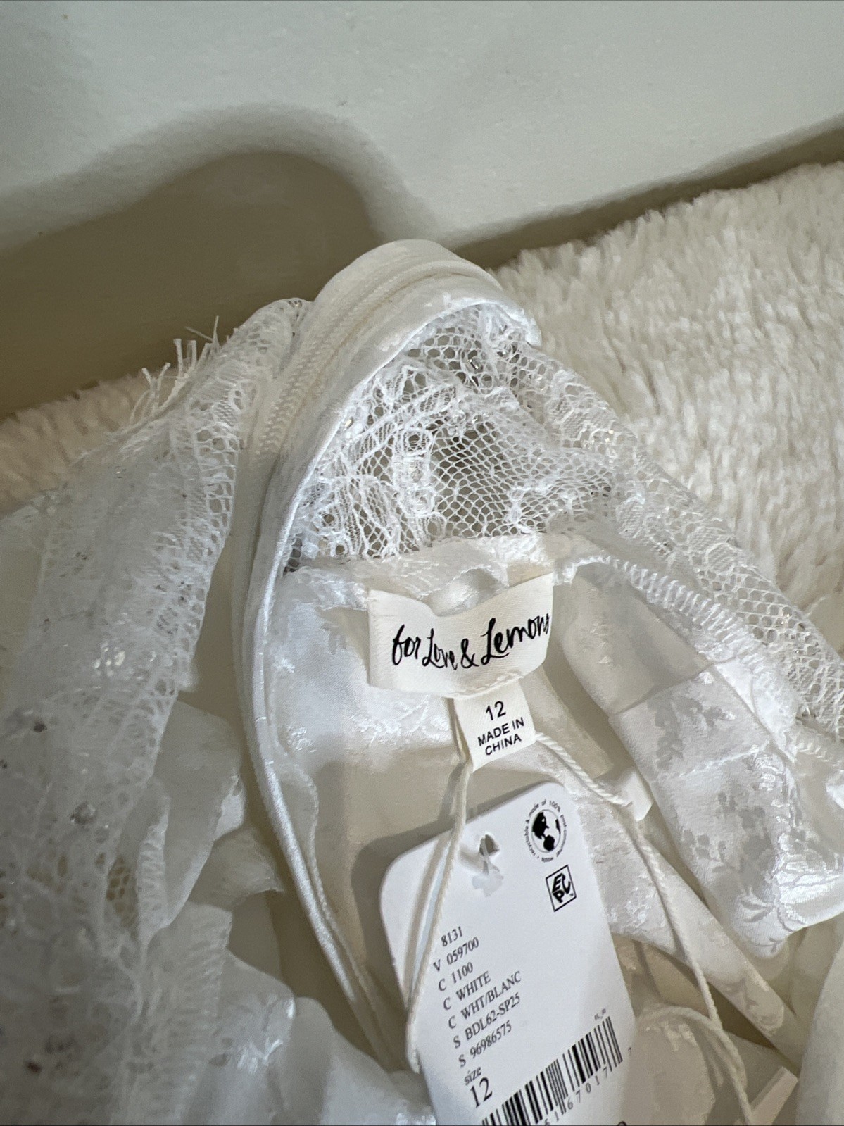 For Love & Lemons Aurelia Jacquard Embellished Silk Lace Vintage Wedding Gown 12