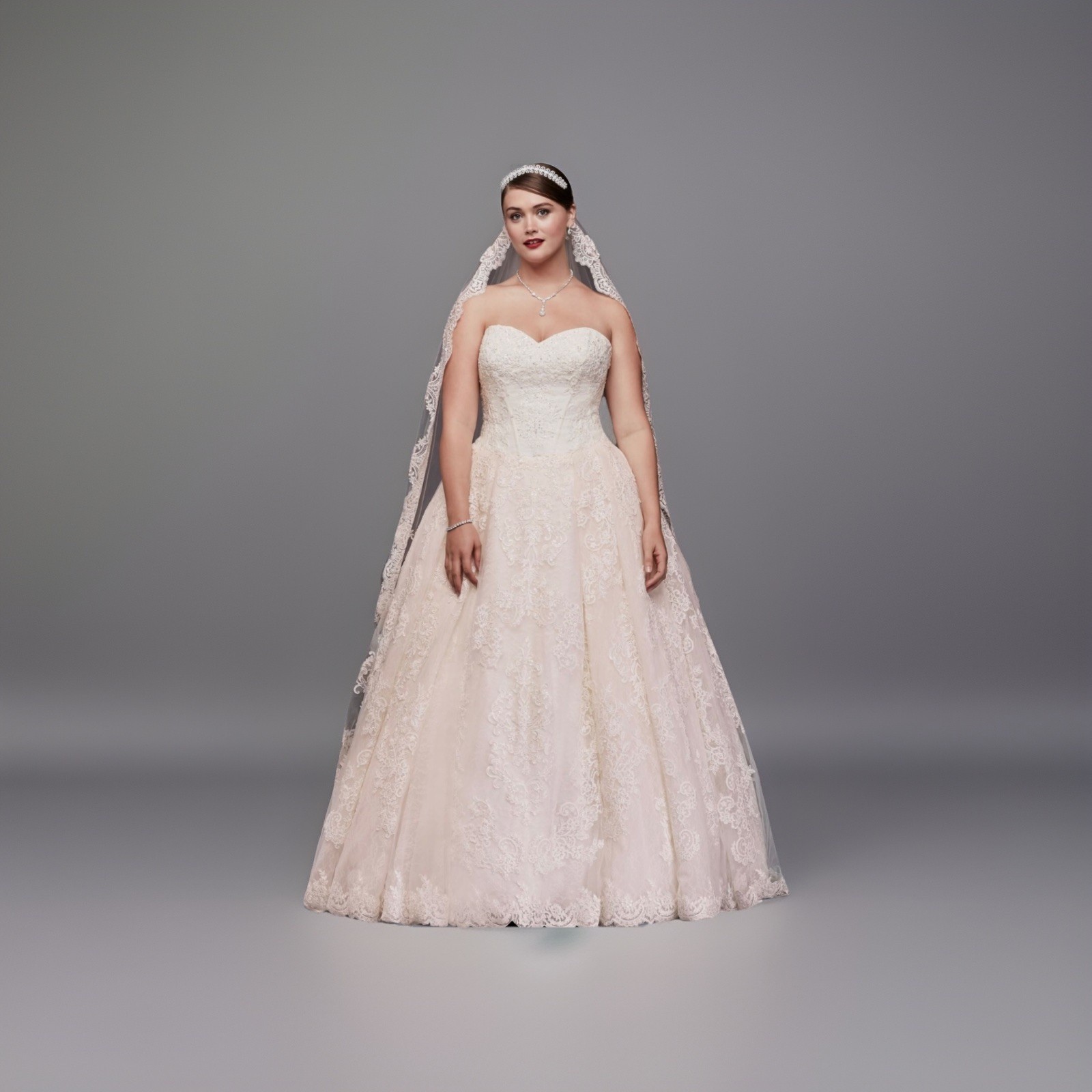NWT Oleg Cassini Wedding Ball Gown Lace Cottagecore Boho STYLE# CWG749 ivory 12