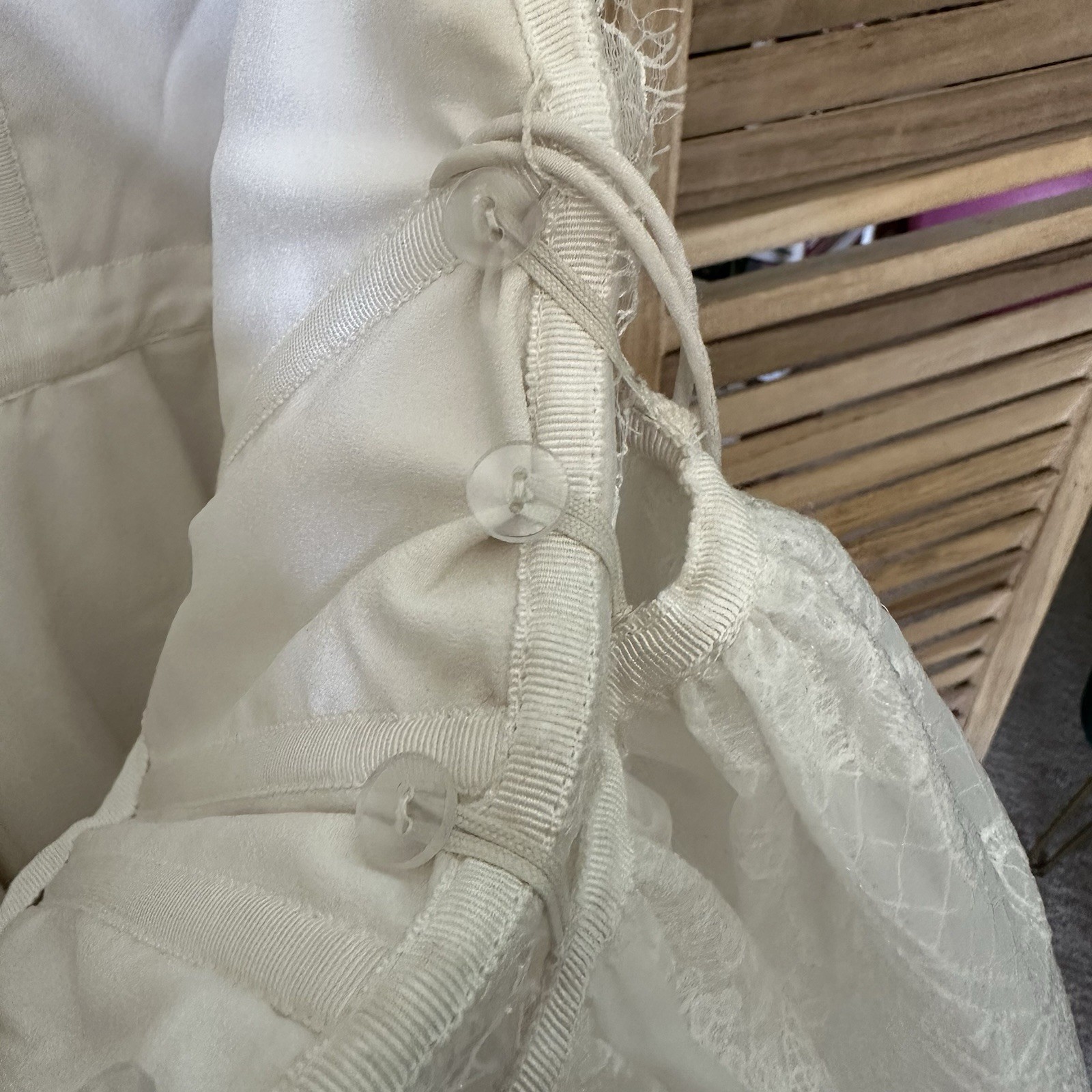 Marchesa Strapless Lace Satin Wedding Gown Cathedral Train Bridal Dress Size 10