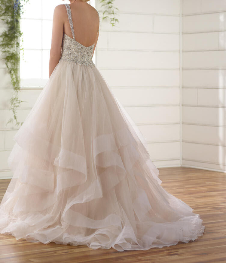 Essense of Australia D2259 Wedding Dress 10 Ivory Beaded Ball Gown Tulle Skirt