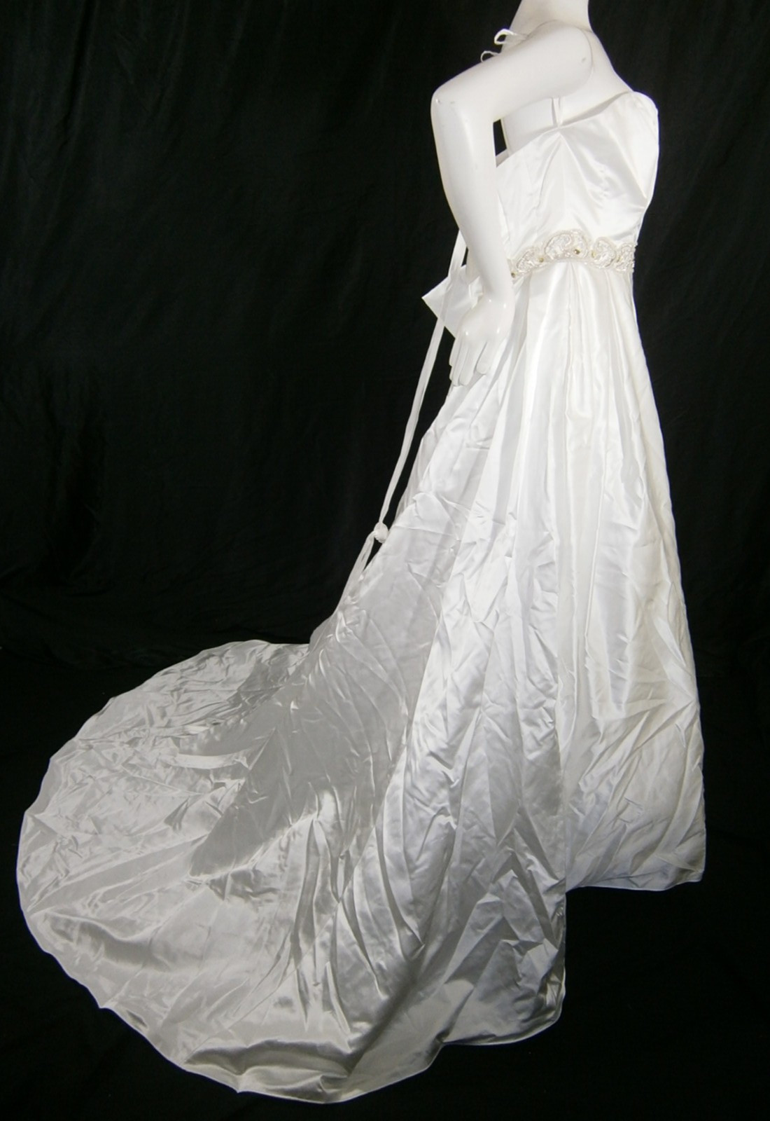 Casablanca Wedding Dress Ball Gown 12 Ivory Satin Beaded Belt Corset Elegant