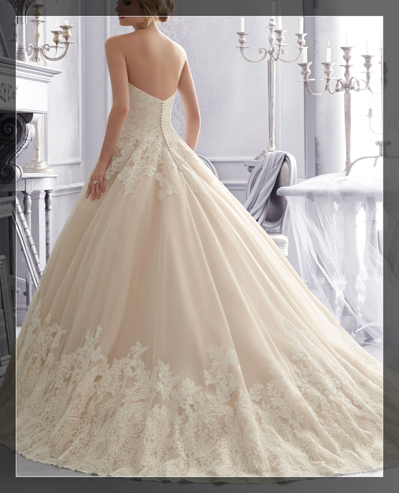 Glamorous Lace Wedding Dress Ball Gown Custom made 2-28W Strapless Blush Bridal