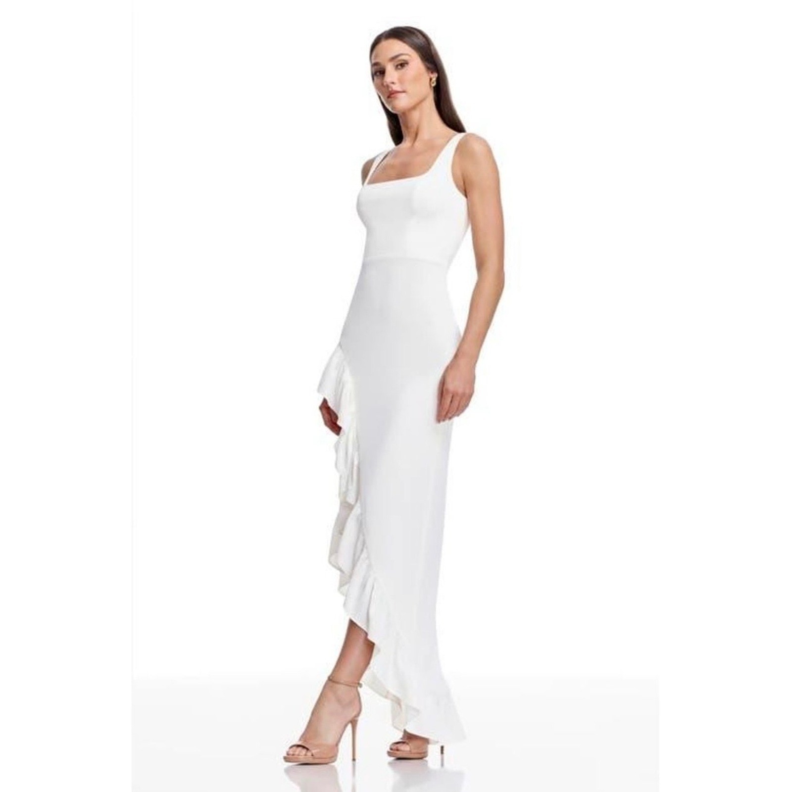 Dress the Population Charlene Off White Ruffle Mermaid Gown NWT