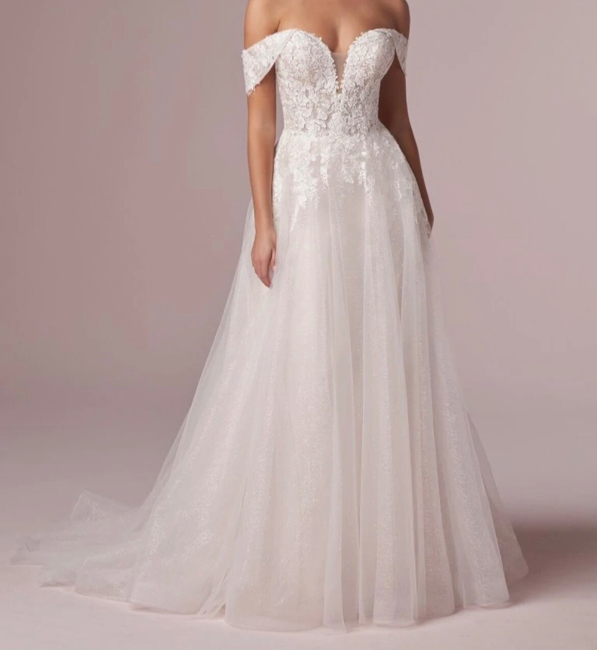 ✨ Never Worn Blush Wedding Dress – Strapless or Off-Shoulder, Unaltered, Size 10
