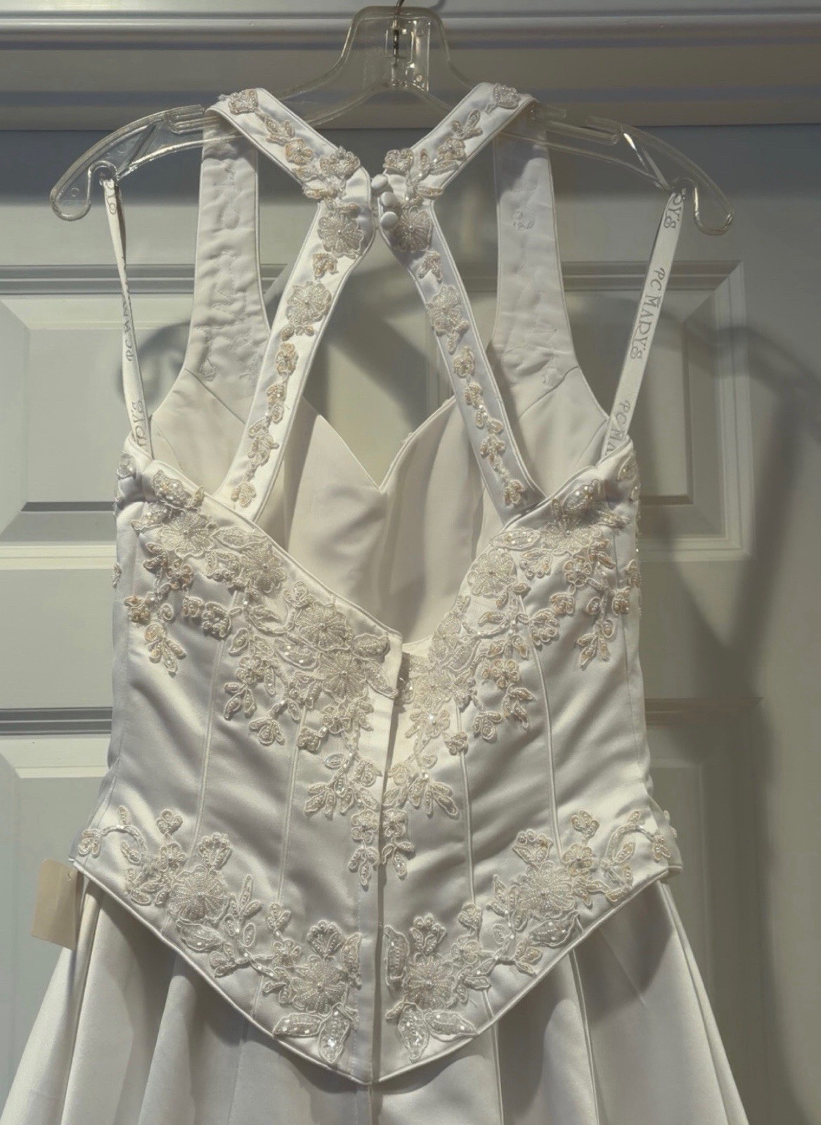 Mary’s Elegant White Bridal Gown with gorgeous train. Size6