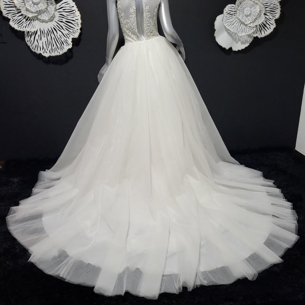 NWT~$2100~LO’ADORO~2/4~IVORY OFF WHITE RHINESTONE DETACHABLE TRAIN WEDDING DRESS