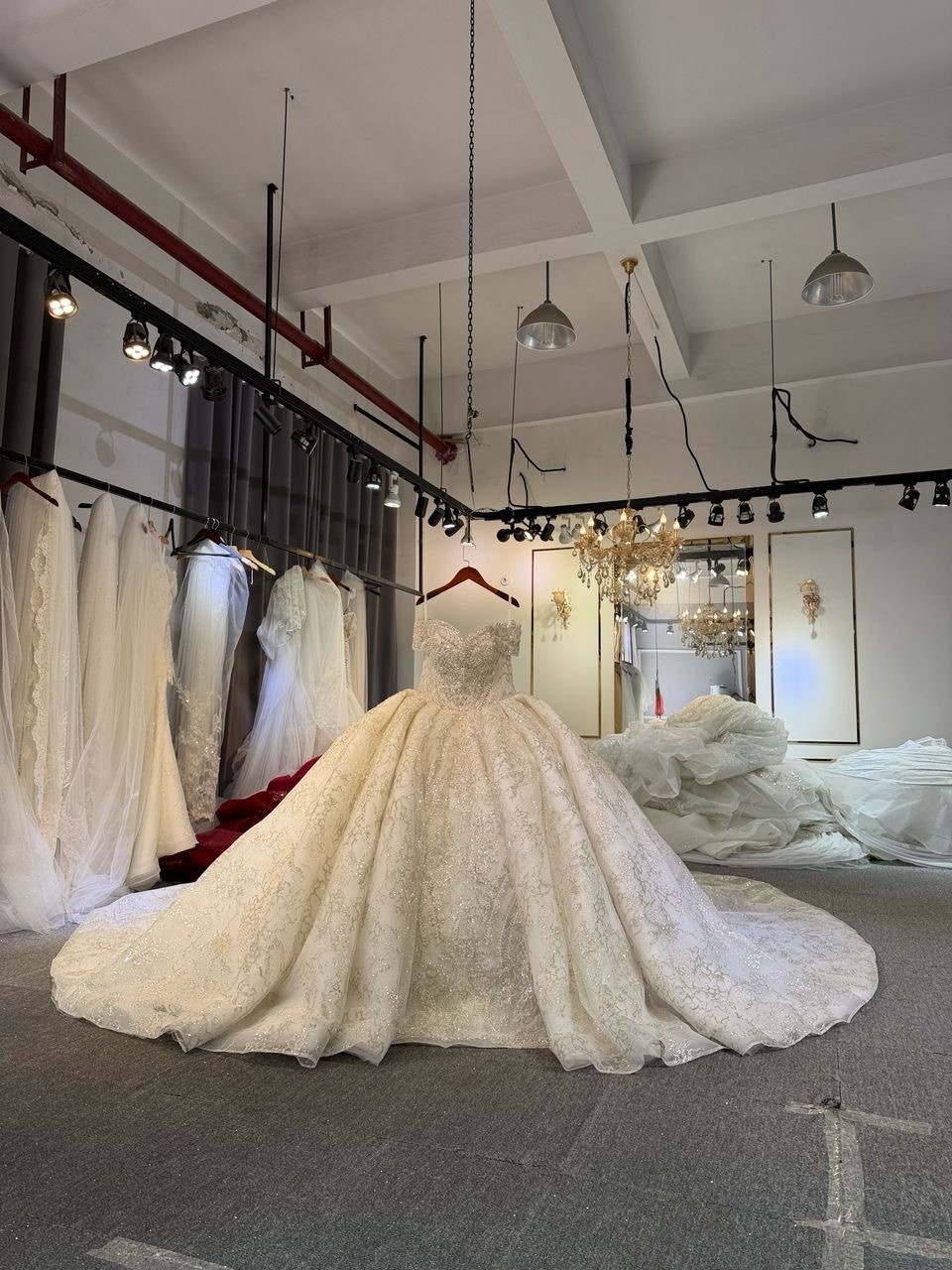 Ivory Sweetheart Strapless Ball Gown Wedding Dress, Beaded Sequin Full-Length
