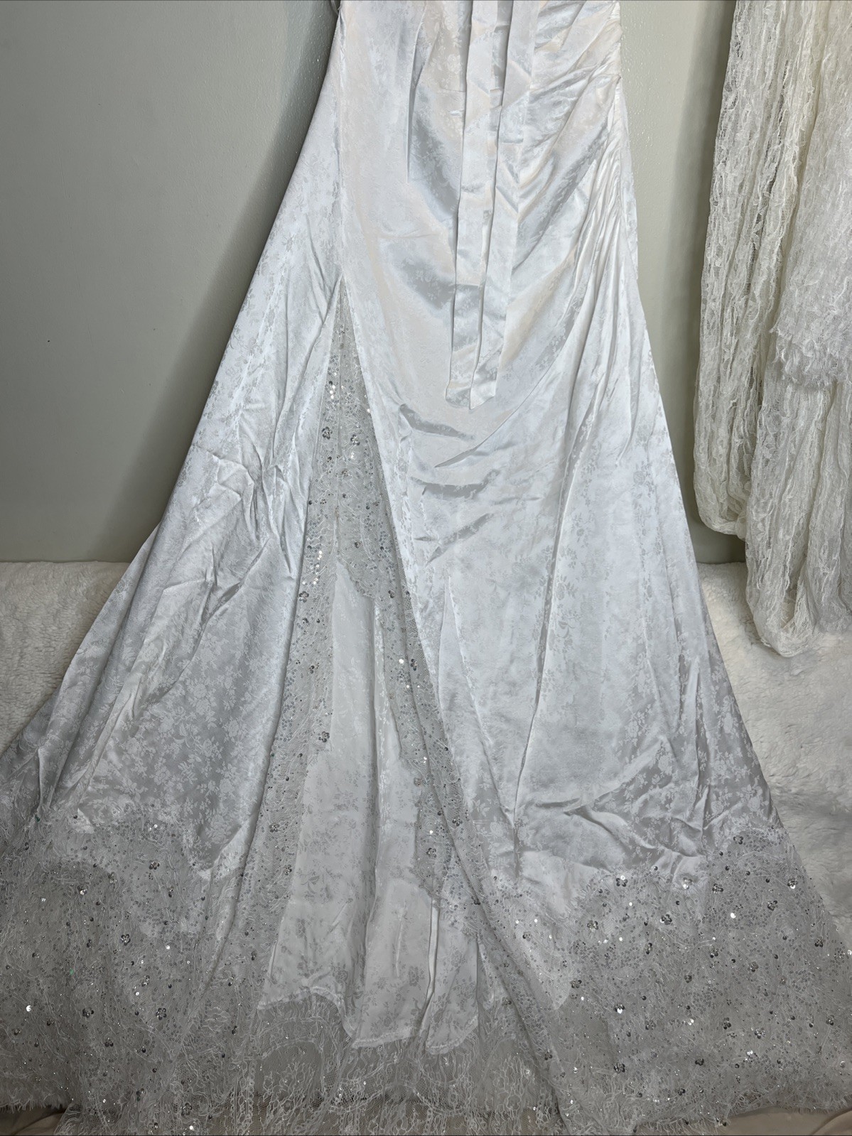 For Love & Lemons Aurelia Jacquard Embellished Silk Lace Vintage Wedding Gown 8