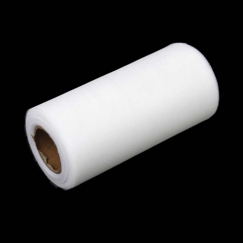 White Tulle Roll Polyester Material 22 Meters Length 15 cm Width for Wedding