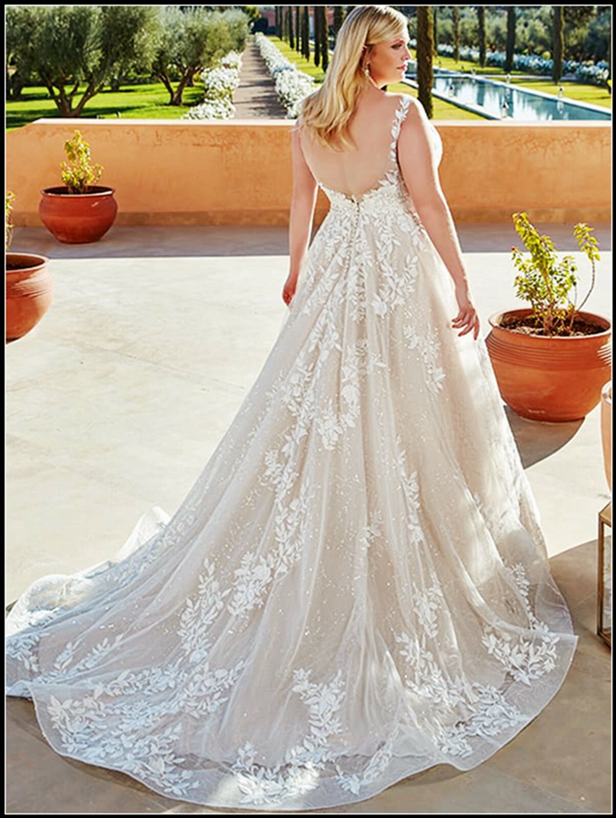Top Quality Sequins Lace Wedding Dress Bridal Gown 4-28W Plus Blush Backless