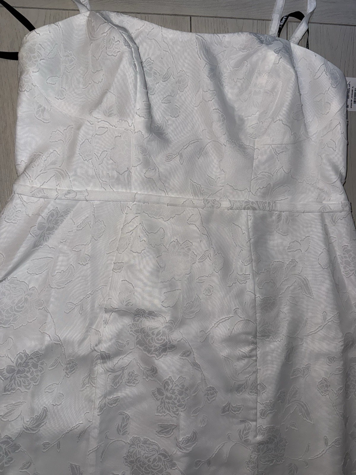 David’s Bridal Soft White Spaghetti Strap Jacquard A-Line Dress 18W NWT