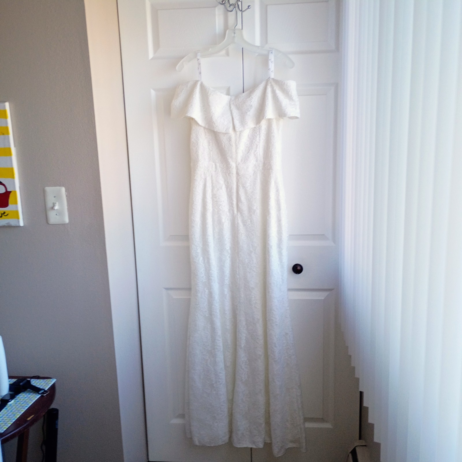 David Bridal Studio Ivory Lace Off Shoulder Brides Dress Regular Size 12