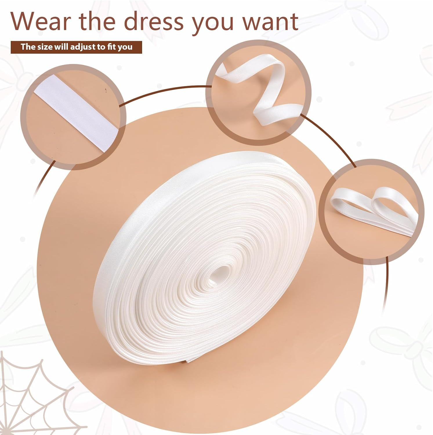 393.7 Inches Women’S Tie Back for Wedding, Adjustable Gown Lace up Dress Cord Ba