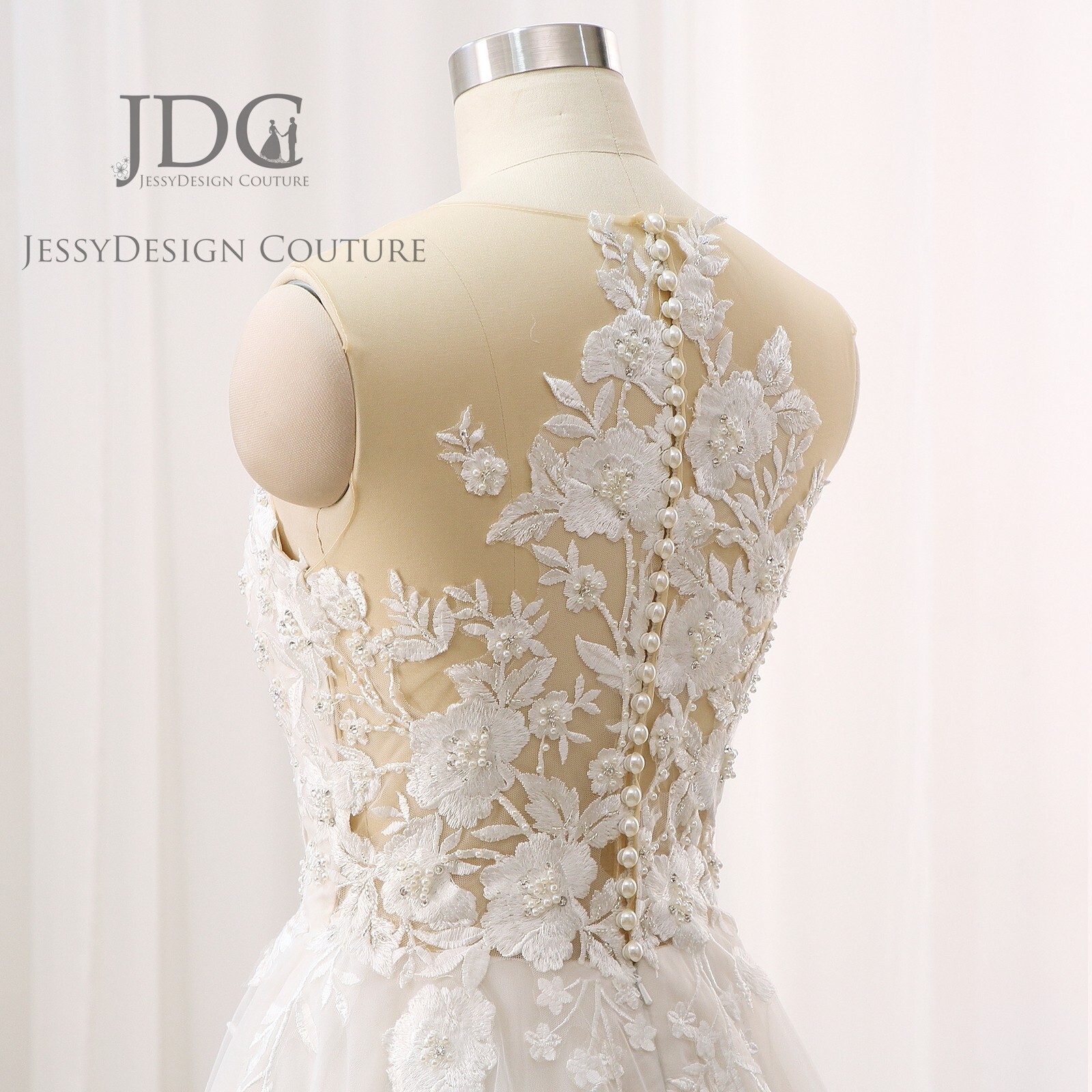 Luxurious Beaded Floral Lace Wedding Dress Bridal Gown 2-28W Custom made Pearls