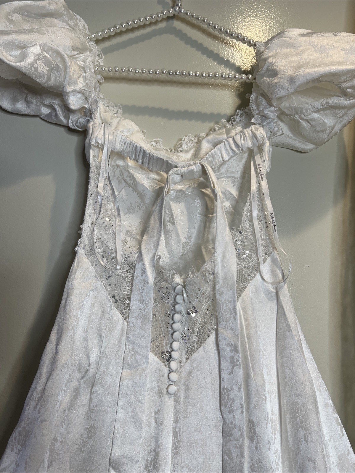 For Love & Lemons Aurelia Jacquard Embellished Silk Lace Vintage Wedding Gown 4