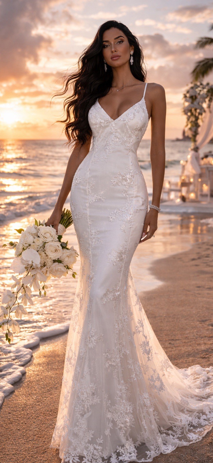 Size 10 Lace Wedding Dress Beach Garden Bridal Gown Boho Chic NWOT