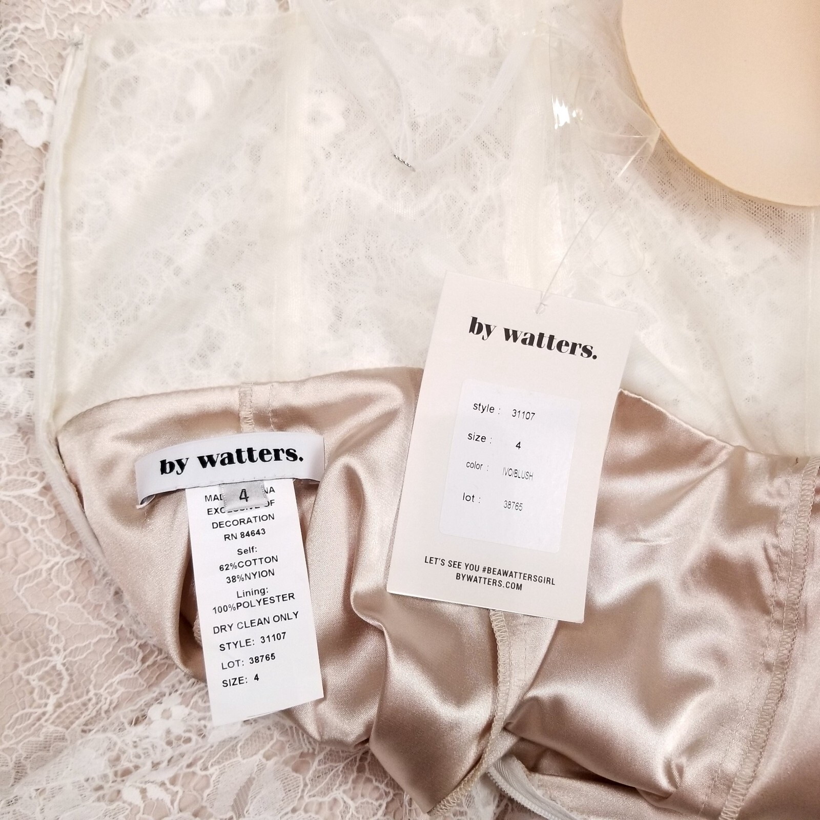 NWT by Watters Marmelade Illusion Lace Wedding Dress White Sz 4