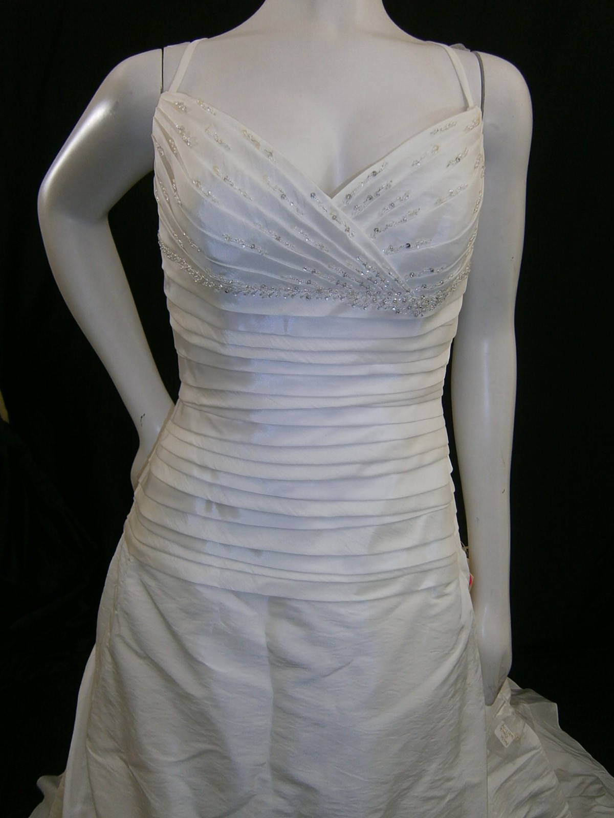 Casablanca Wedding Dress Ball Gown 10-14 White Satin Straps Beaded Elegant