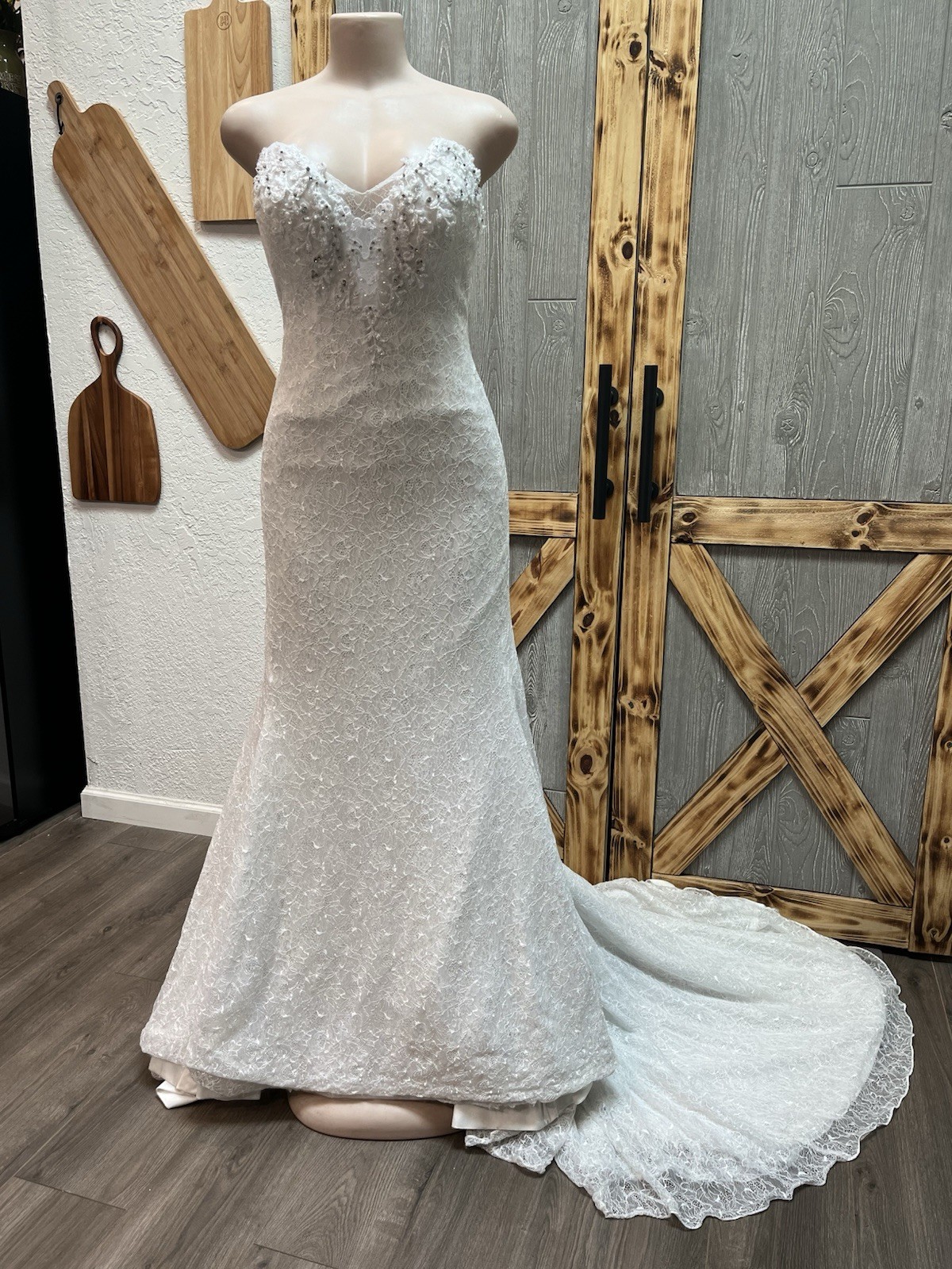 Sophia Tolli Australia Strapless Wedding Dress Corset Back White w/ Silver Size6