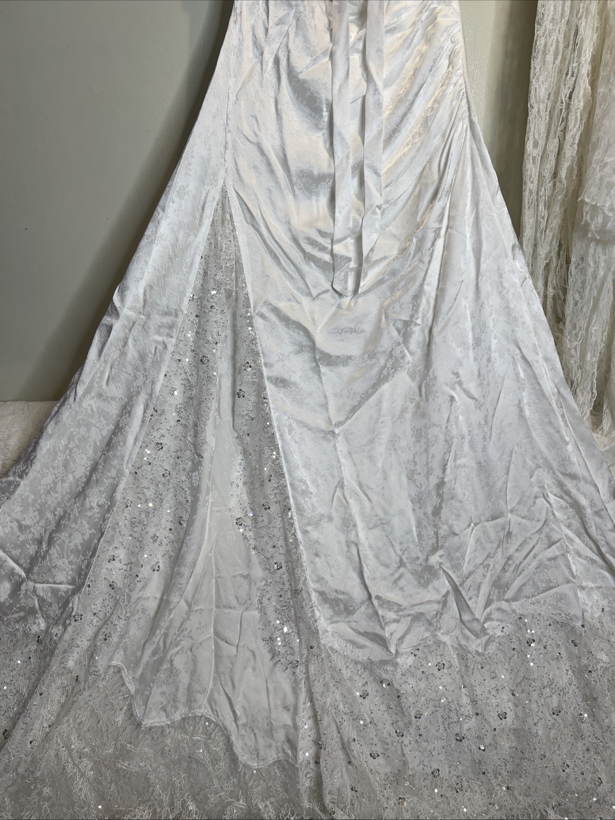 For Love & Lemons Aurelia Jacquard Embellished Silk Lace Vintage Wedding Gown 12