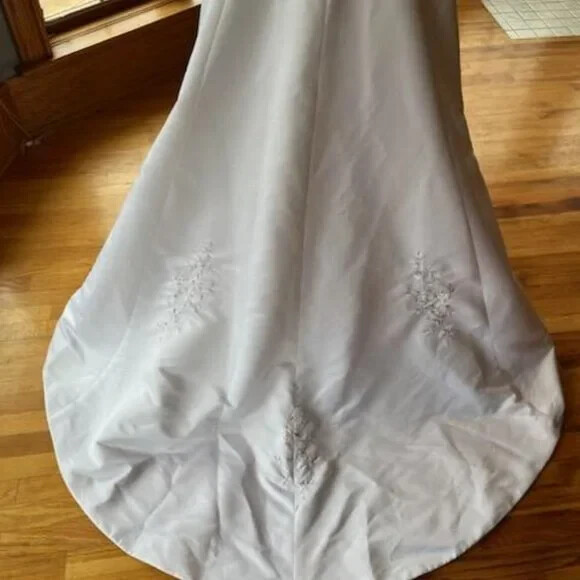 Michaelangelo White Yellow Pink Strapless David Bridal Gown Wedding Dress Size 8