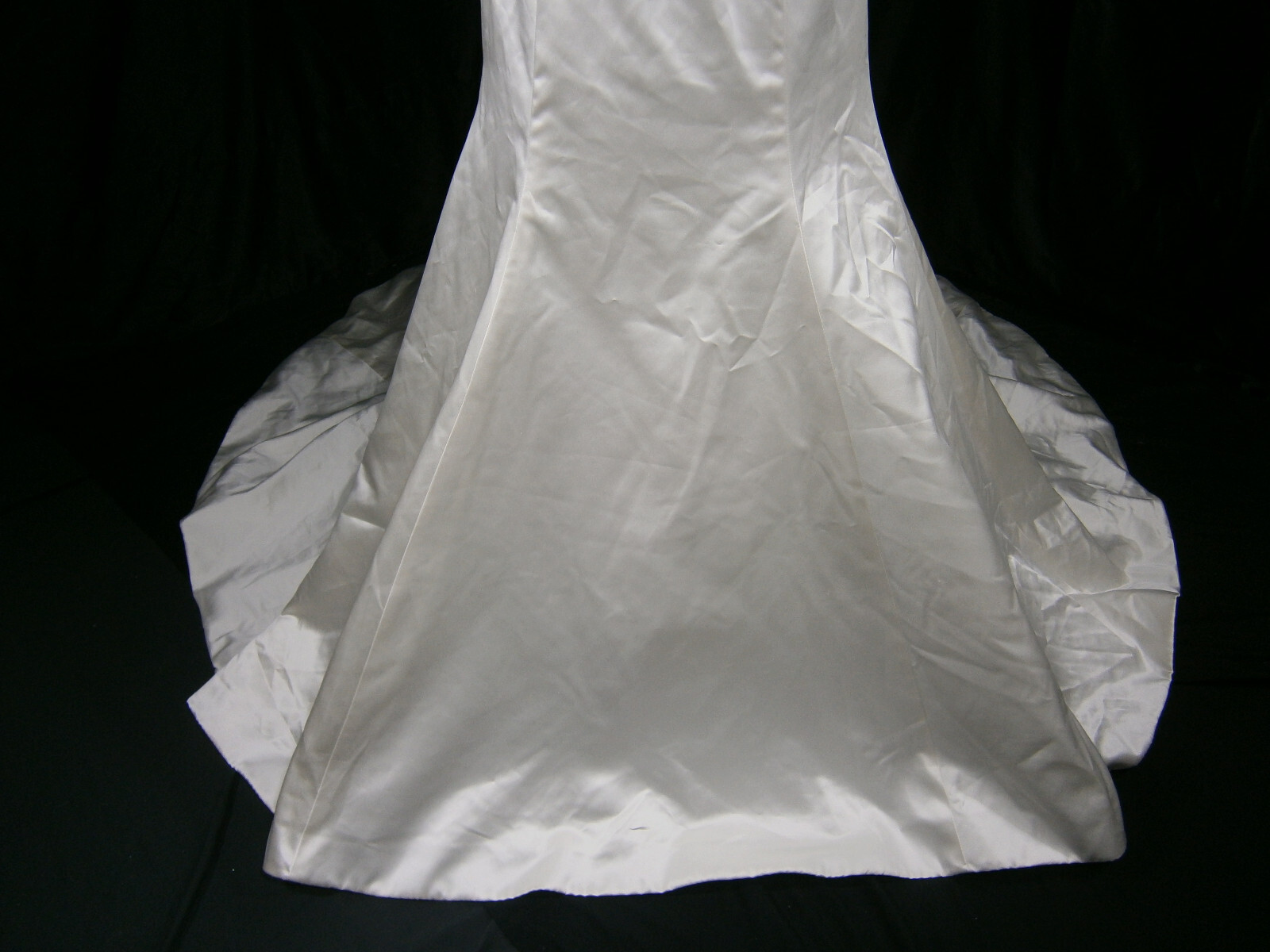 Cristiano Lucci Wedding Dress 6-10 Satin Illusion Crystals Fit & Flare Ruching