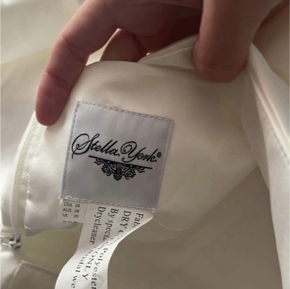 Stella York Ivory Satin A-Line V-Neck Wedding Dress Size 24