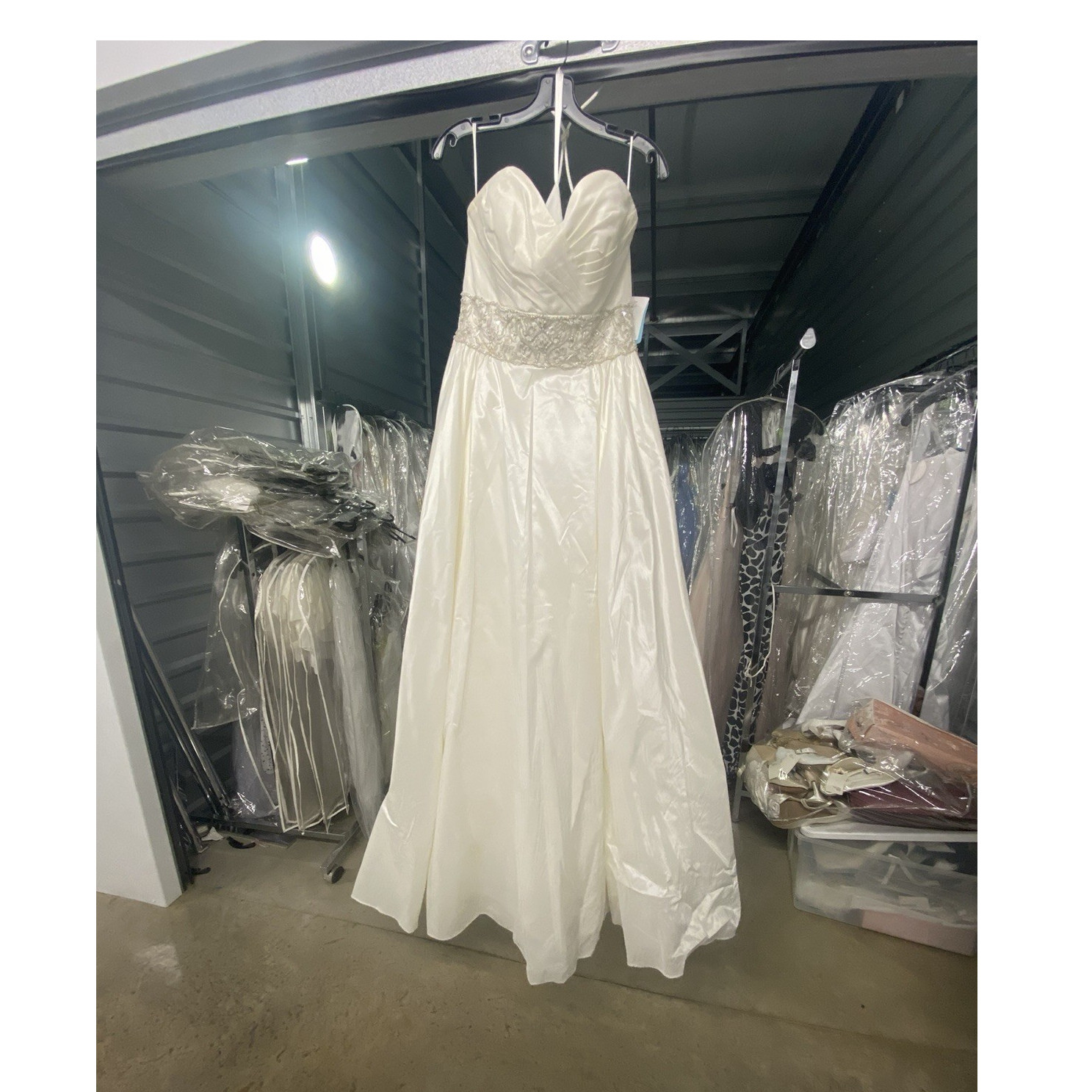 Ivory Strapless Beaded Waist A-Line Wedding Dress Sleeveless Full-Length
