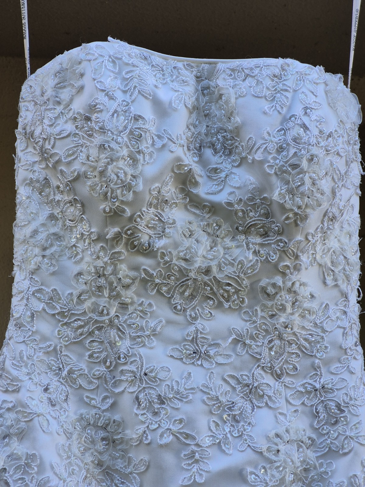 Maggie Sottero Ivory Sequince Embroidered Strapless Taffeta Wedding Dress 8