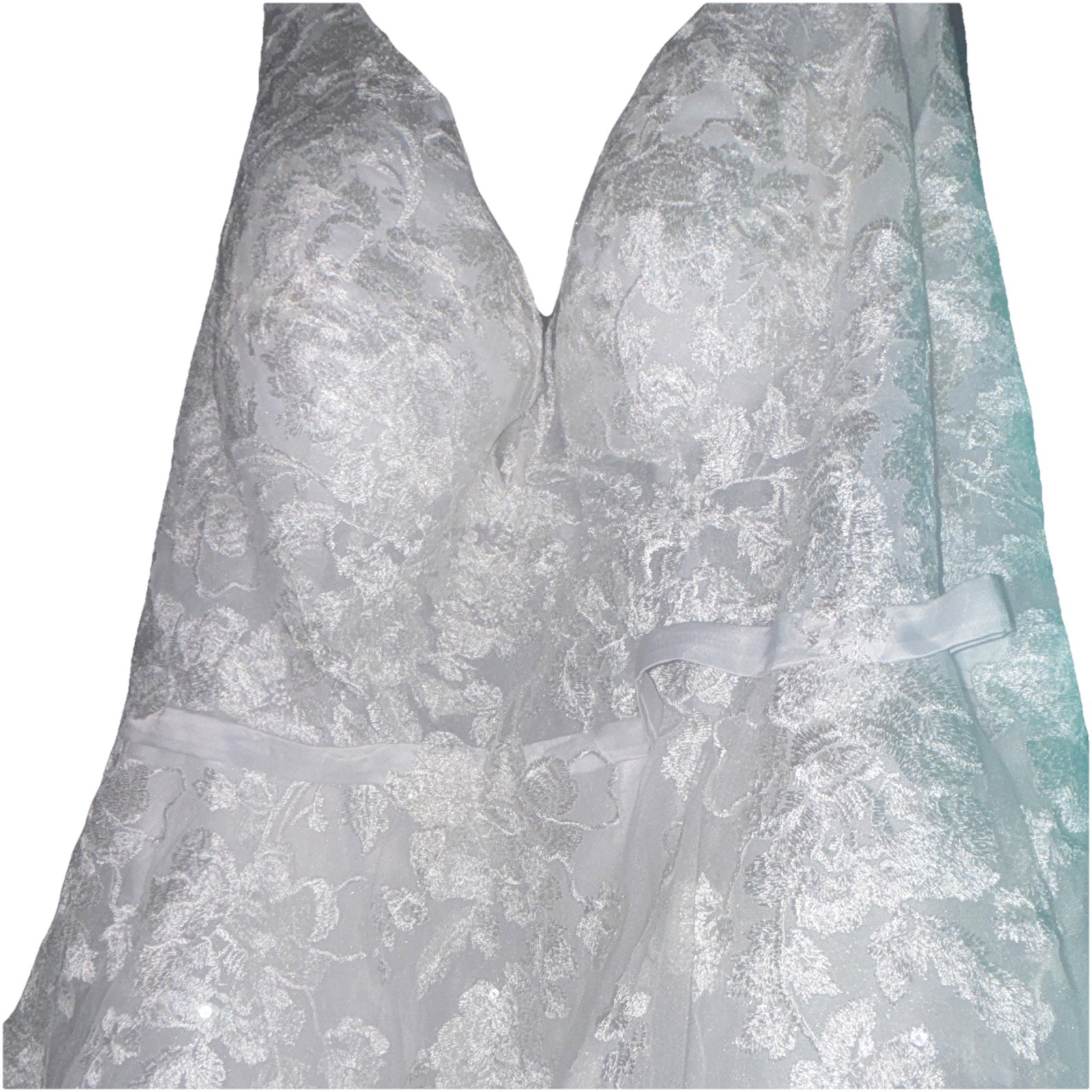 White Lace V-Neck Sleeveless A-Line Full-Length Wedding Dress Button Back