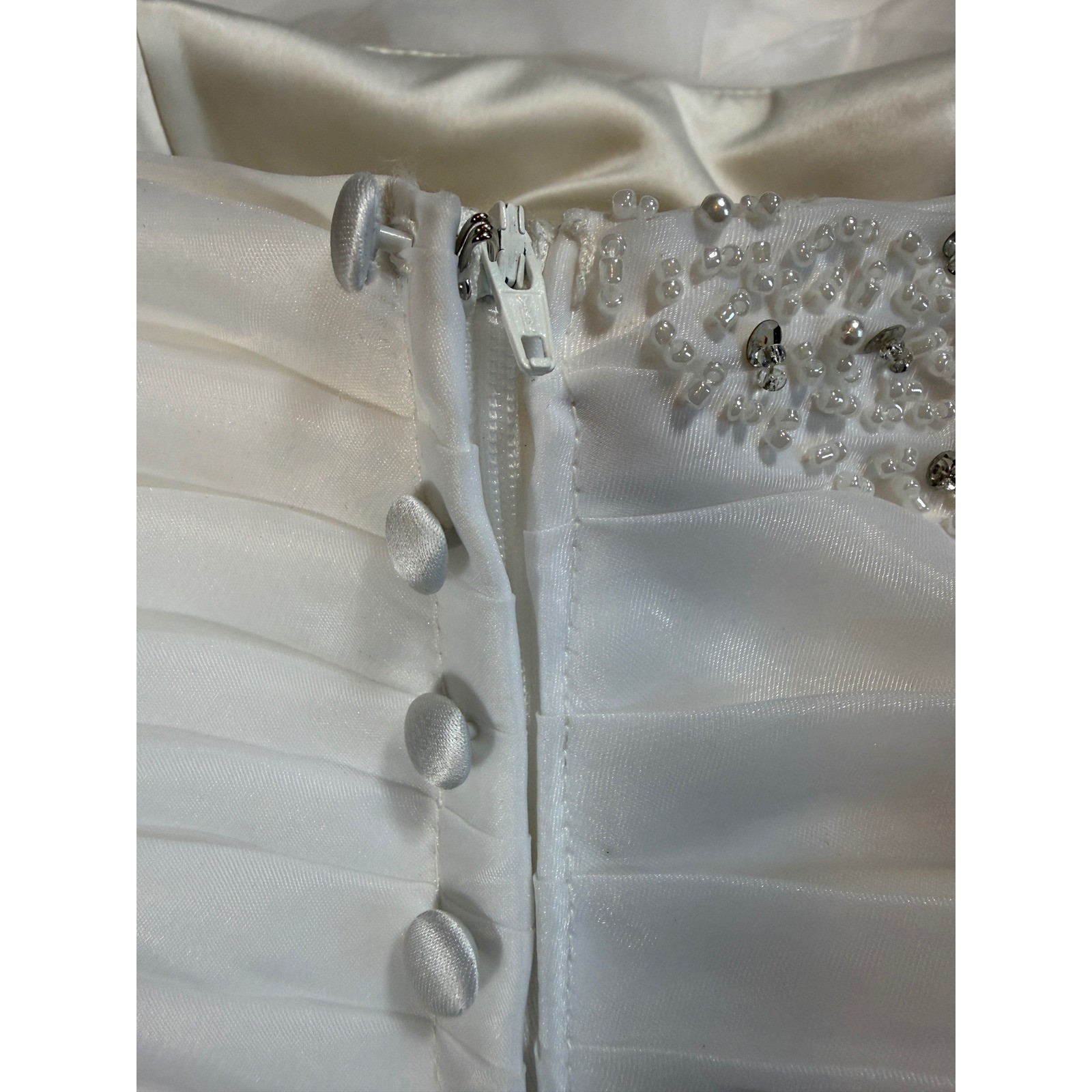 Organza Wedding Gown Women Size 4 White Beaded Ruffle Mermaid Strapless