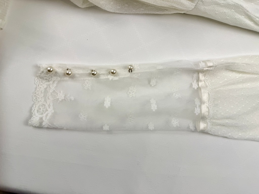 Vintage 70’s Tiered Lace High Neck Wedding Dress Ivory Handmade Boho size S