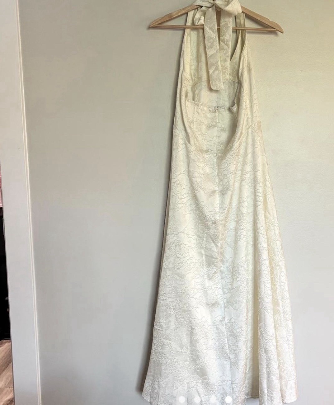 Vintage bridal cream halter midi dress