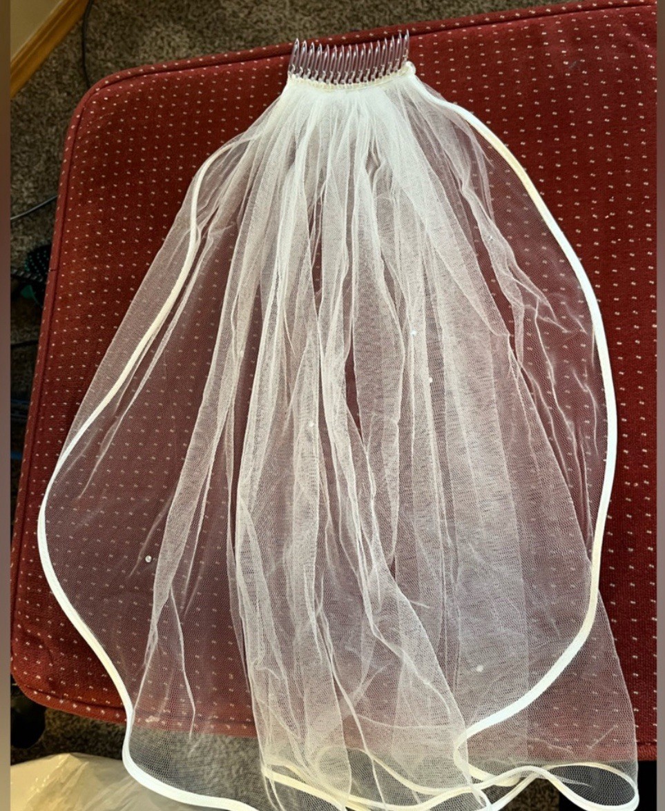 Ella Rosa Wedding Dress Ivory, Veil size 6 Corset Back Fits Size 4-8