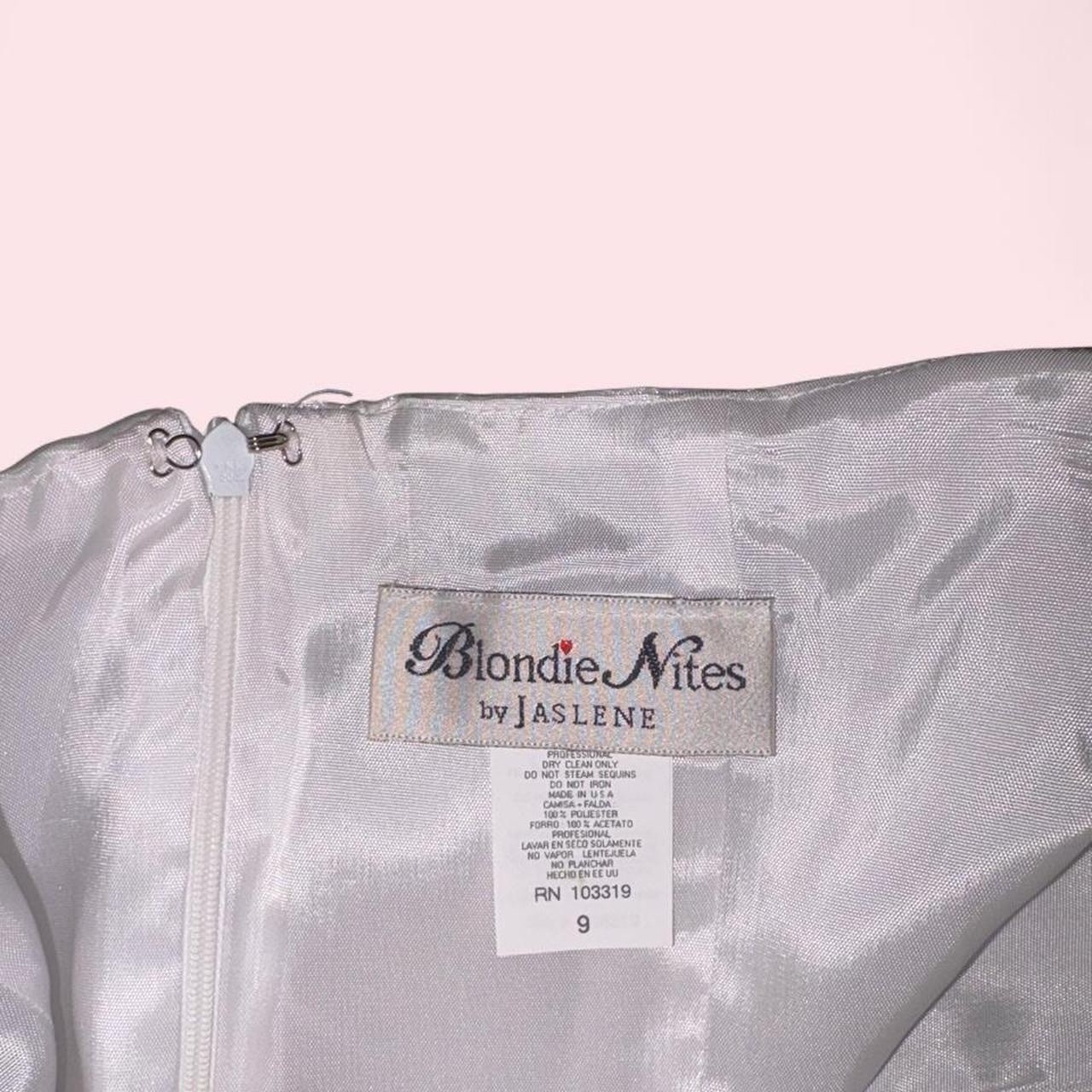 Blondie Nites by Jaslene Ivory Halter A-Line Beaded Full-Length Dress Size 9