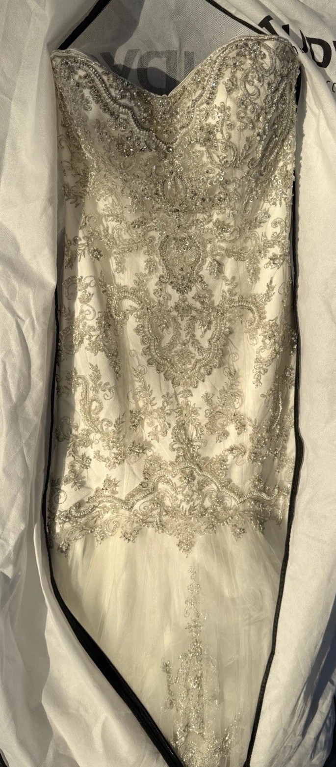 Bridal Dress Casa Blanca Wedding Gown Ivory With Stone Embroid Mermaid Dress Sz6