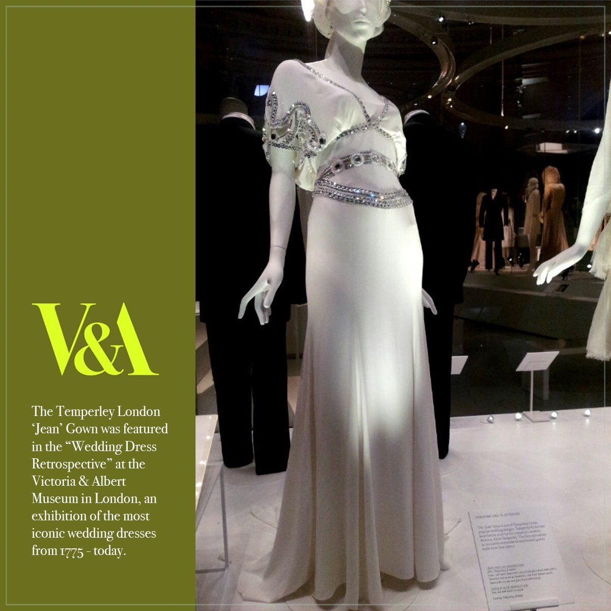 $6900 Temperley London Jean Crystal Embellished Art Deco Runway Bridal Gown