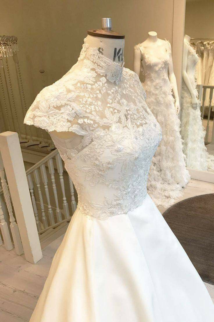 Wedding Jacket Lace Appliques Short Sleeves Bride Capes High Neck Bridal Jacket