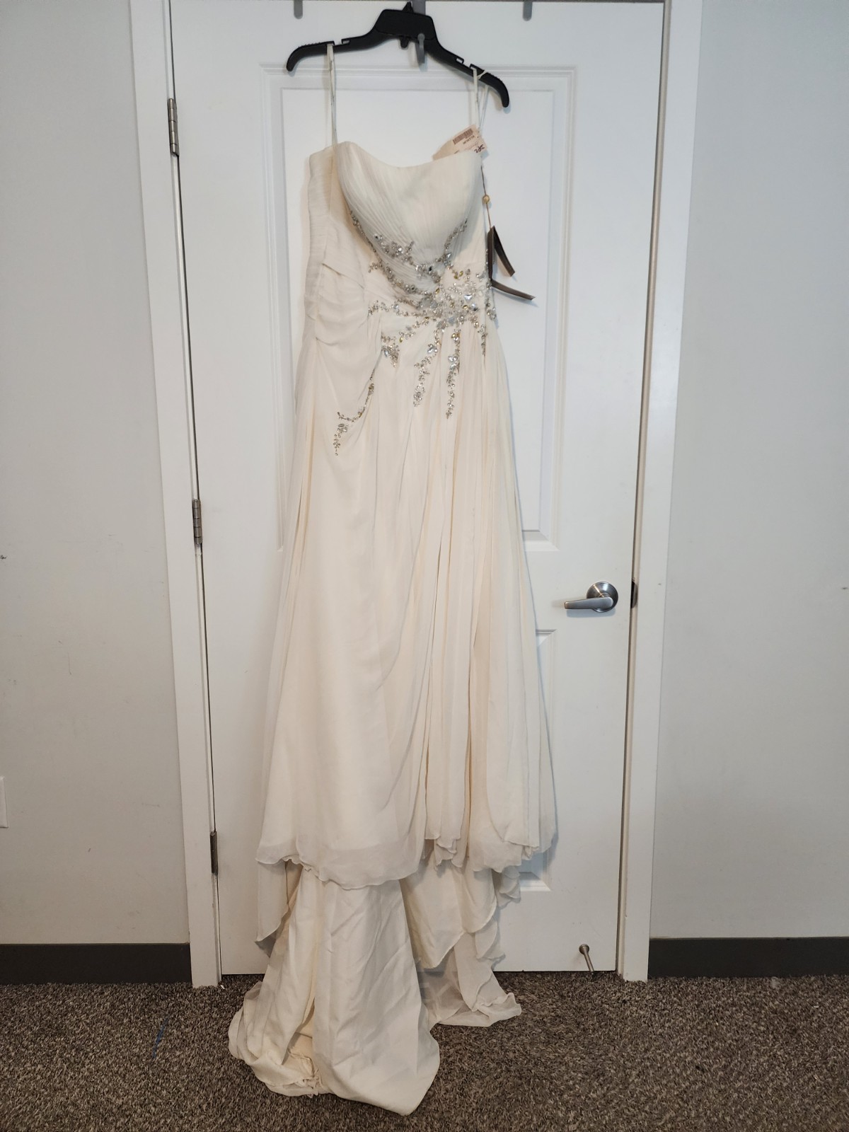 Demetrios Ivory Chiffon Wedding Dress with Corset Back – Size 12