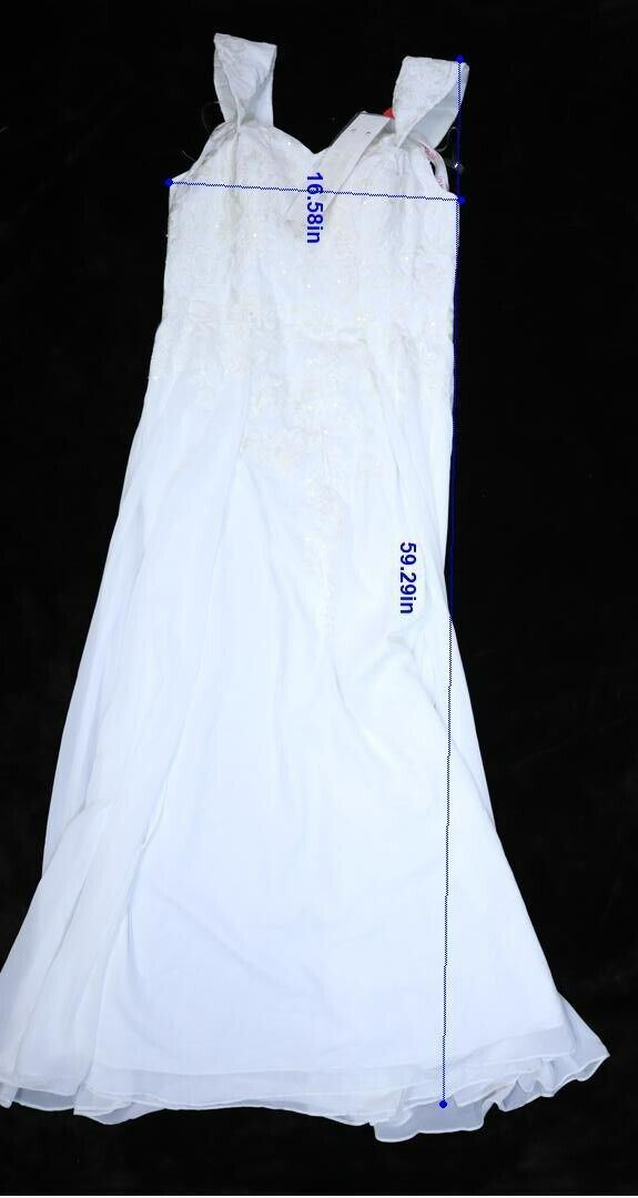 JJs House Ivory Embroidered Floral Sequins Sleeveless Long Wedding Dress 14
