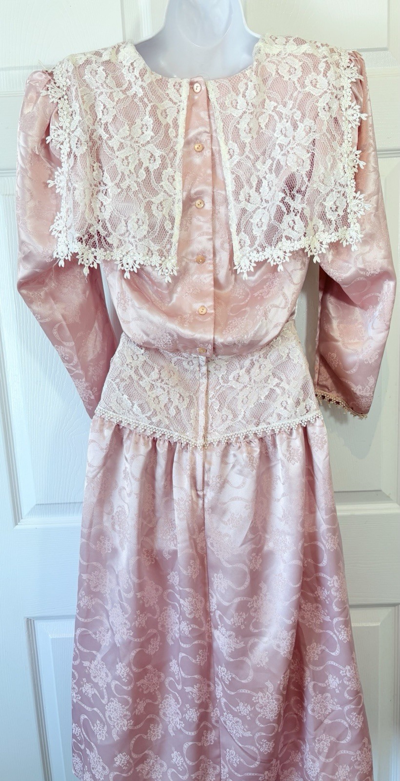 Jessica McClintock Victorian Revival Romantic Tea/Wedding Dress Lace Trim Sz 3/4