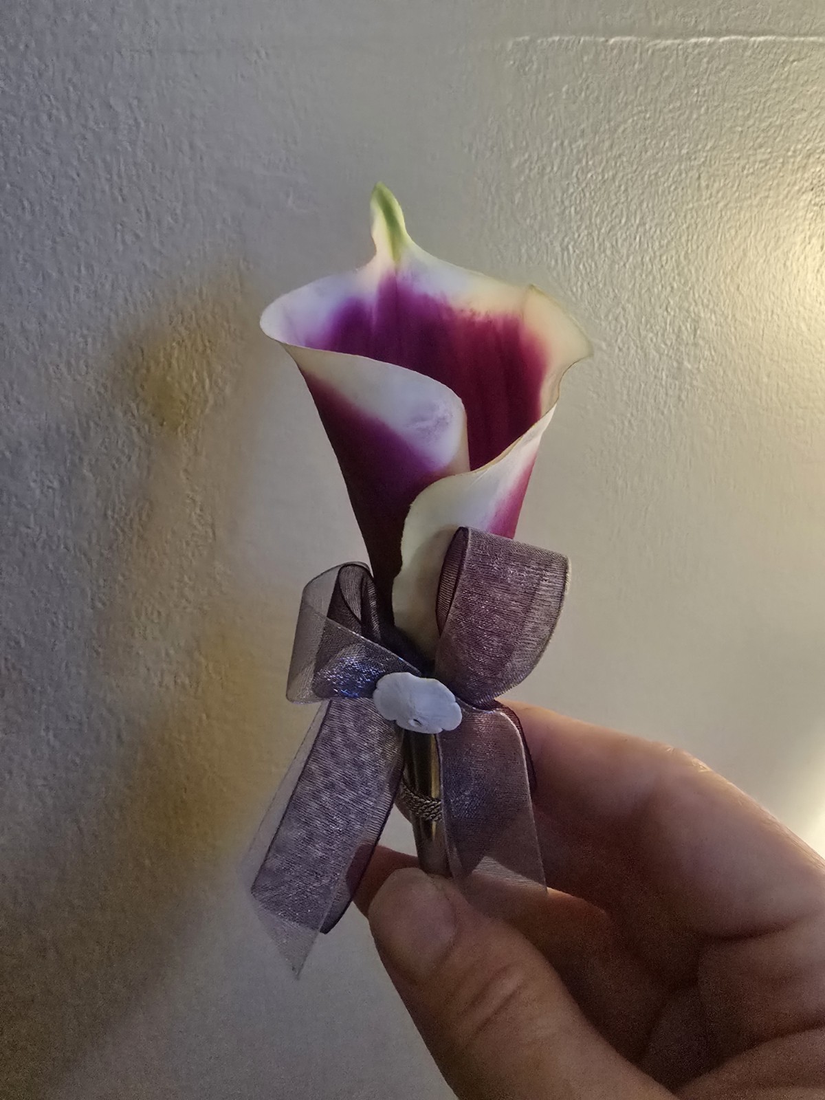 Purple And White Boutonniere With Sand Dollar