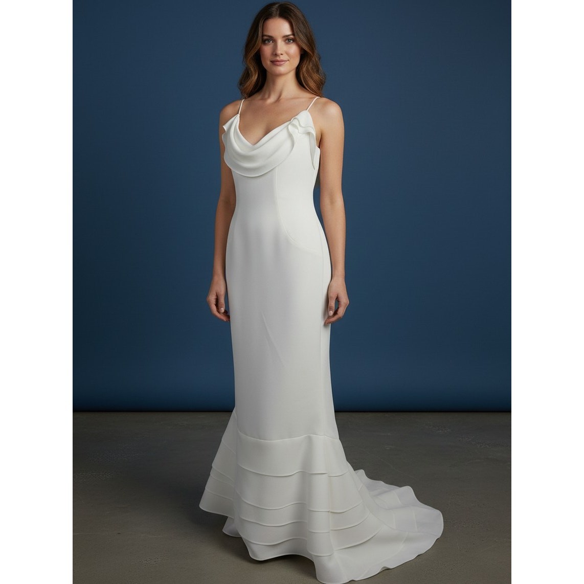 Ivory Wedding Dress Size 16 Low Back Ruffle Train Bustle Bridal Gown Lined EUC